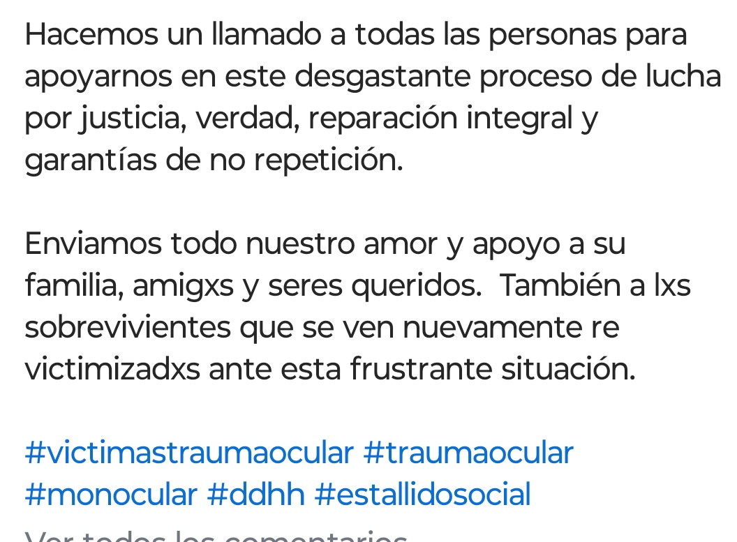 En la cuenta de Instagram de las víctimas de trauma ocular  acaban de publicar que Sebastián Méndez  -víctima de la violencia estatal cometida durante la revuelta- se quitó la vida. 
¡En Chile no hay justicia!