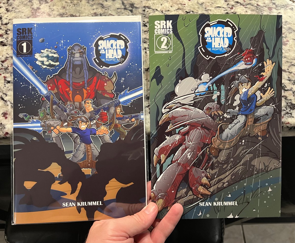 SeanKrummel's tweet photo. Issue 2 is back from the printers! 

https://t.co/wtqZF9aLoH 

#smackedinthehead #animatedseries #comics #comicart #scifi #scifiart #indiecomics #aliens #makecomics #makingcomics #promotecomics https://t.co/mt8aso434a