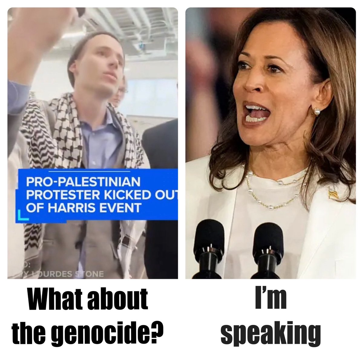 A pro-Palestinian protester was escorted out for asking Kamala Harris about the genocide at the University of Wisconsin-Milwaukee.