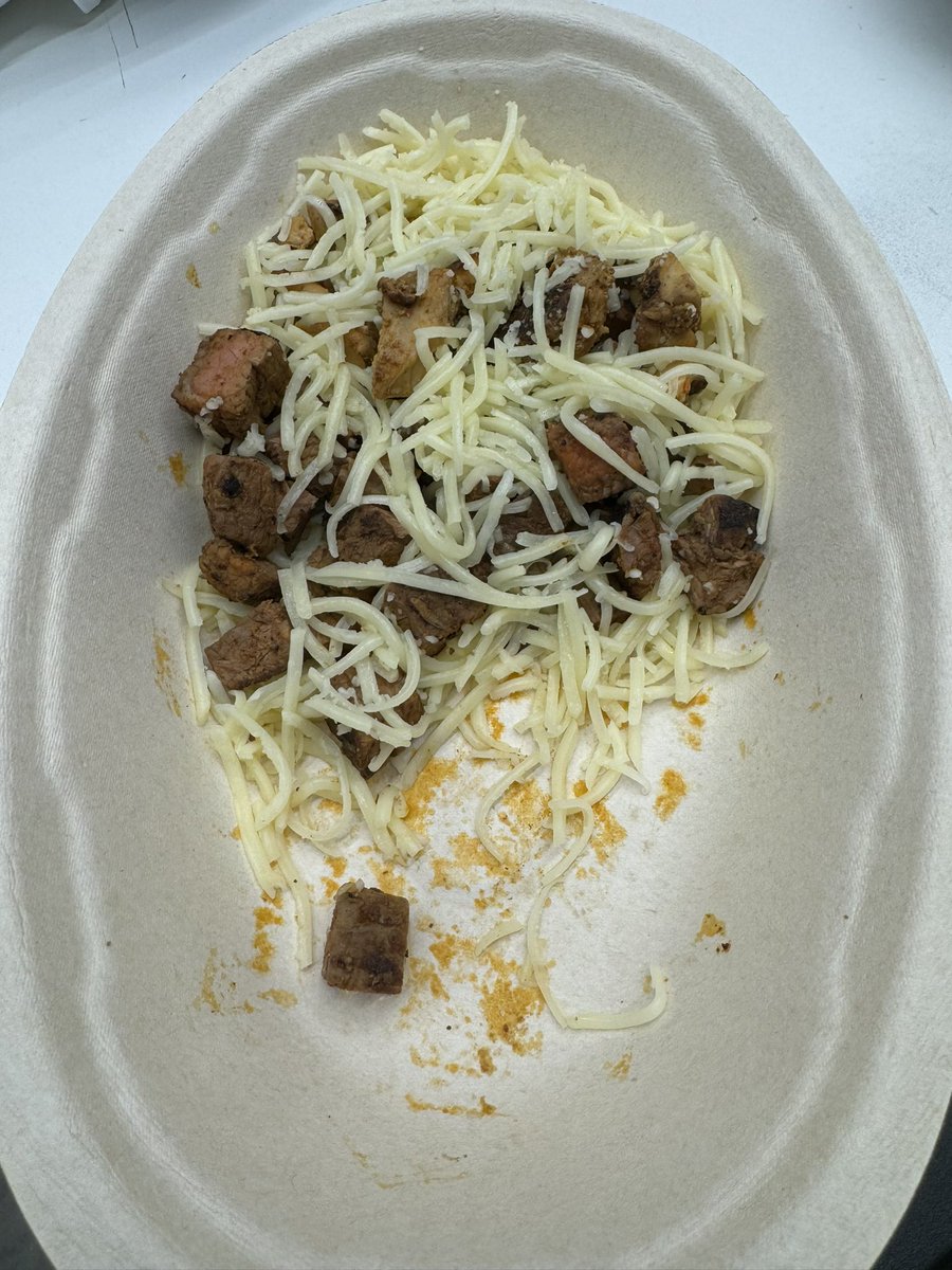 a_day_with_AlyK's tweet image. Yikes @ChipotleTweets where’s the meat for my bowl?!