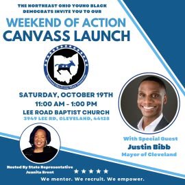 Join us tomorrow for a canvass launch with State Rep. Juanita Brent and Mayor Justin M. Bibb