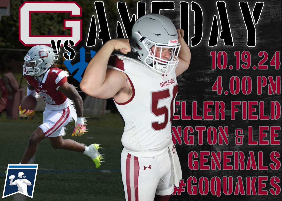 Guilford College Football (@guilfordfb) on Twitter photo ๐๐ผ๐๐๐ฟ๐ผ๐!๐
Who'll lead their army today.
๐Washington & Lee
โ๏ธ4 p.m.
๐บbit.ly/3F6OWwa
๐bit.ly/3UiNbB4
๐๏ธbit.ly/48fkdcR
#GoQuakes ๐๐ผ๐๐๐ฟ๐ผ๐!๐
Who'll lead their army today.
๐Washington & Lee
โ๏ธ4 p.m.
๐บbit.ly/3F6OWwa
๐bit.ly/3UiNbB4
๐๏ธbit.ly/48fkdcR
#GoQuakes