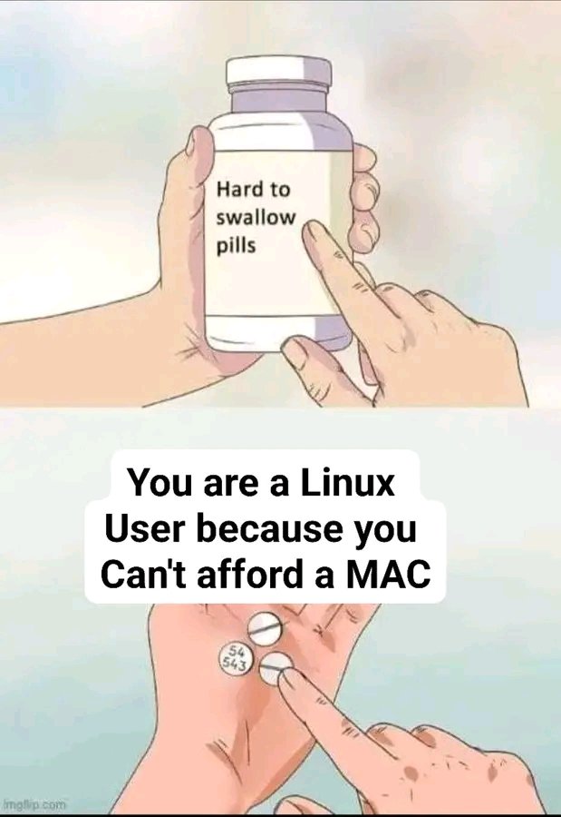 hey_coin_x's tweet image. Please 🙏 follow for more 
Hard truths for the Linux crew... 😂 But hey, open-source is the future, right? #LinuxVsMac #TechHumor #OpenSource #TechLife #ProgrammingMemes #CyberSecurity&quot;