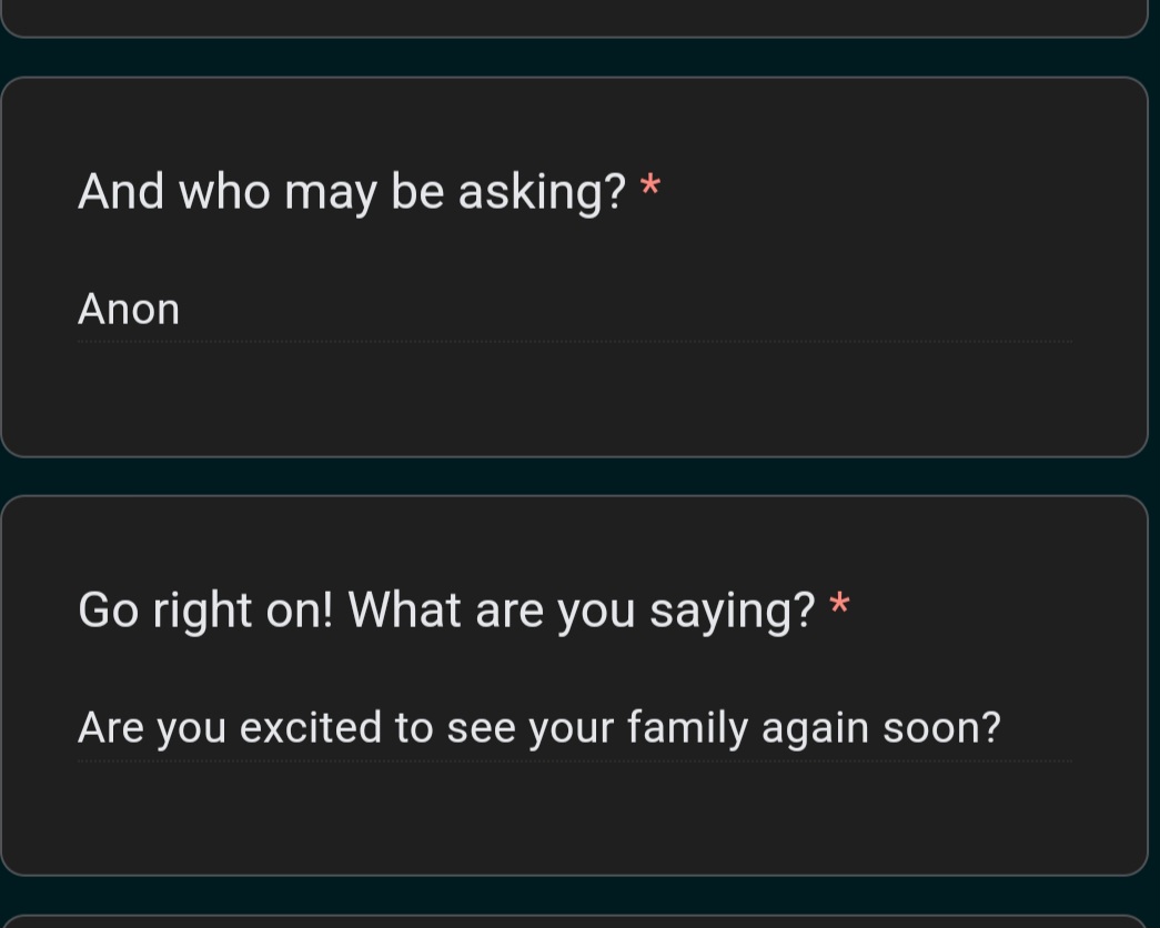 Kinda~ I've seen my brother so far, and it's always nice to catch up, even if we never got the chance~