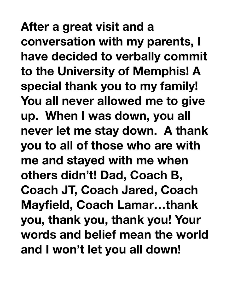 I have verbally committed to the University of Memphis for my academic and athletic future! Thank you <a href="/TrenaPrater/">Trena Peel-Prater</a> <a href="/riss_15/">Nerissa Myers</a> <a href="/E_Arevalo27/">Erin Arevalo</a> <a href="/joym/">Joy Milkowski</a> <a href="/cassady_brewer/">cassady brewer</a> for the opportunity! I’m so excited! <a href="/ToddMayfield85/">Todd Mayfield</a> <a href="/LadyDukesLamar/">Lady Dukes Lamar</a> @DukesMayfield  <a href="/destharris2024/">Destiny Harris 2024</a>