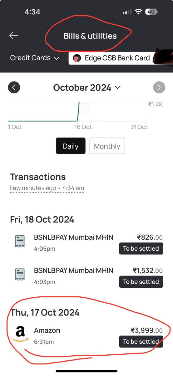 sadakhat's tweet photo. @CSBBankLtd Jupiter Credit card, benefits 2% cashback on shopping. How come the amazon online shopping is getting logged under Bills&amp;Utilities. Is there any strategy to avoid the cashback. I have not received 2% cashback on online shopping, Check below image. https://t.co/X4UGg3XP68