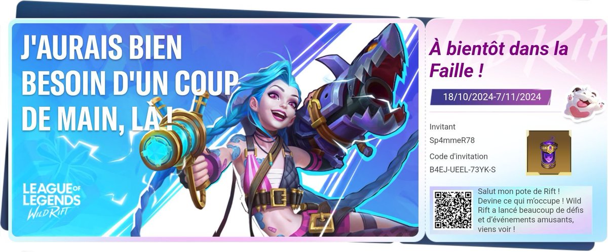 EthereSquall's tweet photo. If anyone want to come back to Wild Rift, feel free to take this code and earn a free skin :)

B4EJUEEL73YKS

Share it to your friends ! https://t.co/5bTPIXCIDs
