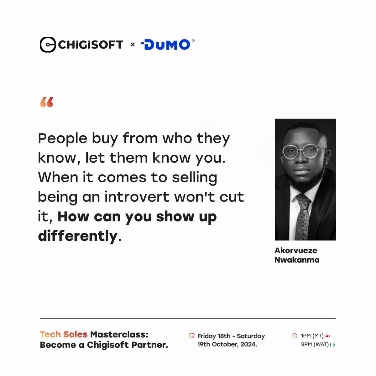 chigisoft's tweet photo. Insights and quotes from Mr. Akorvueze Nwakanma
#Chigisoft #techsalesmasterclass #Day1 https://t.co/WNrGNIfpnM