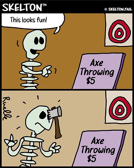 Skeltonfail's tweet photo. Skelton – Just Axin’!
#skelton #notfail #comics #webcomics #skeleton #axe #axing #throw #throwing #fun #head https://t.co/SfUxhHPI1i
