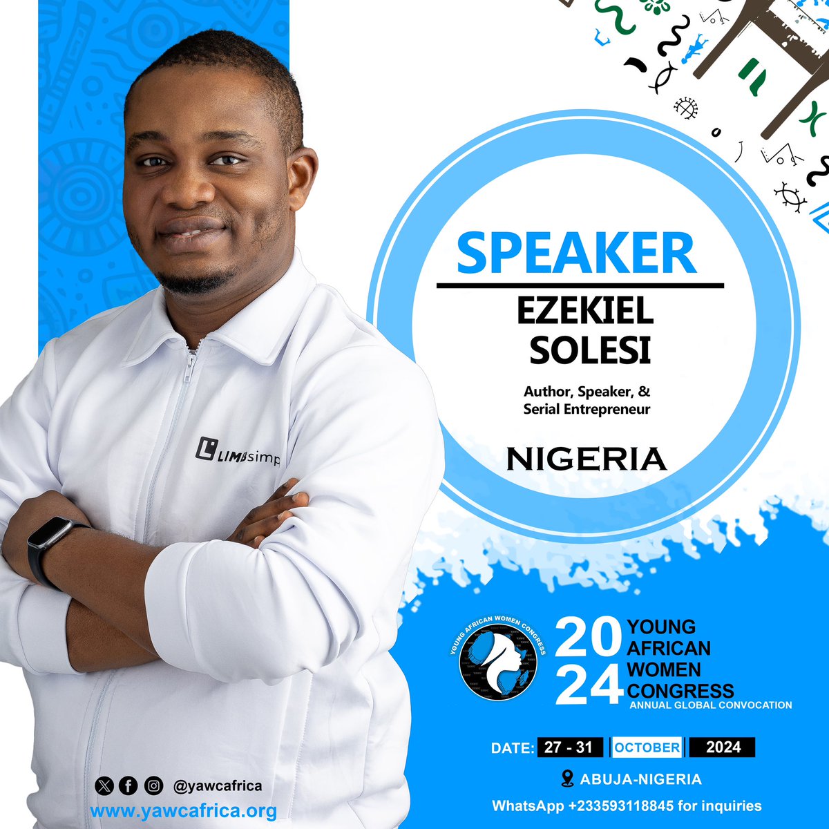 YAWCAfrica's tweet photo. CONFIRMED!
YAWC 2024 Speaker.
Register at
https://t.co/x9PvTFDKX5 to attend.
WhatsApp +233593118845 for inquiries.
#EconomicEmpowerment
#InnovationAndTechnology
#YAWC24AGC
#Abuja24
#YAWC_Network. https://t.co/HBJkwTUHC0