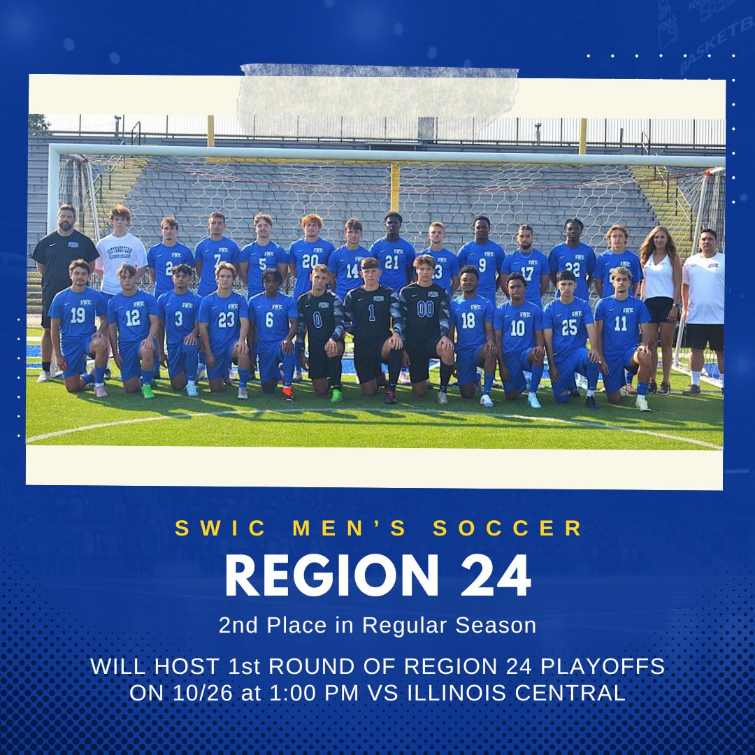 swic_msoc's tweet photo. MARK YOUR CALENDARS! 🗓️ 

Your BLUE STORM secure 2nd place in the Region 24 regular season!  They’ve earned the 2nd seed in the post season tournament and will host the first round on 10/26 at 1:00 PM vs Illinois Central at SWIC West! https://t.co/Hht1U1oy3p
