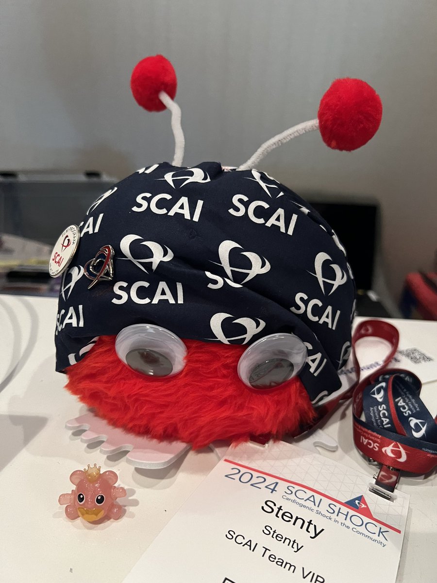 ChonyAlbertMD's tweet photo. @SCAI #SCAISHOCK2024 what a phenomenal meeting of minds and bonding with RWJ “Shock and Awe” team. Complete with the most adorable mascot #Stenty! I still think Stentu should be up for an auction 😂 https://t.co/BBwnB0t5LK