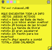 rukawa1_HB's tweet photo. A la fecha  7 retos sin necesidad de invertir casi nada de créditos  2350🎃, para tener las 2500🎃
NOTA: faltan 2 BOTELLAS reto de Elvira 150🎃
NOTA2: FALTAN 2 JUEGOS- 2 retos 800🎃 
Tele4 y Tele5
TOTAL = 3300🎃
 si deseas hacer los crafteos son 2 retos mas🎃
#Habbo RT y Me gusta https://t.co/SQo0Palgti