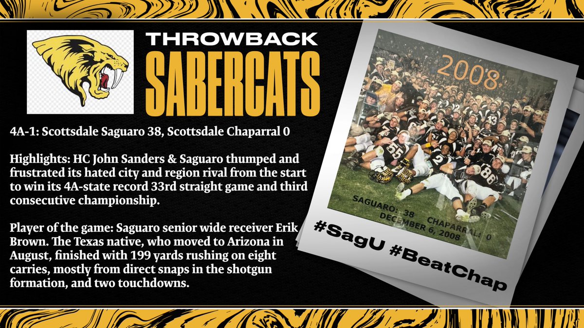 Saguaro_HS's tweet photo. Little #Throwback @saguarofootball game recap from 12–6-2008.
#SagU #GoCats #BeatChap https://t.co/X6m2gODcNq