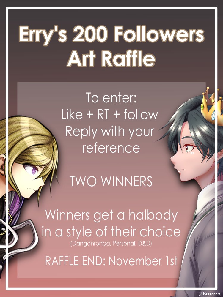 ErrizzzA's tweet photo. Thank you all SO MUCH for 200 followers! To give a bit back to the community, I'm running a little raffle. 

Like, RT and Follow to enter! 
End of raffle November 1st :D

Have an awesome day! https://t.co/Ua1VbBPf9y