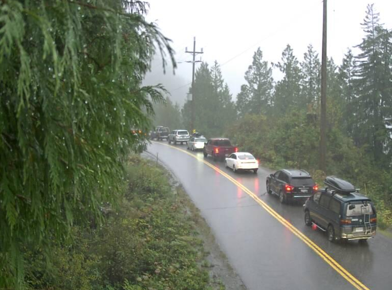 DriveBC's tweet photo. ⛔️#BCHwy4 CLOSED in both directions near Kennedy Lake due to water and rocks on road. Expect major delays. ℹ️ https://t.co/Wcpb3ggZu9 #Tofino #Ucluelet #PacificRimHwy https://t.co/asjXt8NNsB