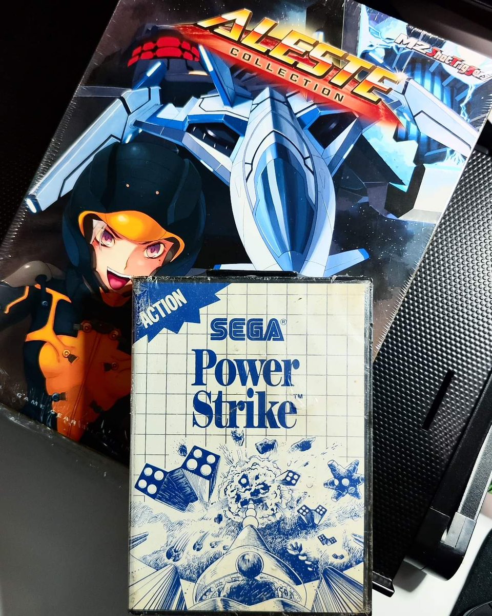 defthead's tweet photo. A completely new and sealed Power Strike / Aleste for the SEGA Master System &amp; the Aleste collection Special Edition for PS4. One of my favorite shmup series
____
#powerstrike #sealed #aleste #compile #sega #mastersystem #shmup #stg  #shmups #retro #gaming #videogame #retrogaming https://t.co/uMjk56fYx9