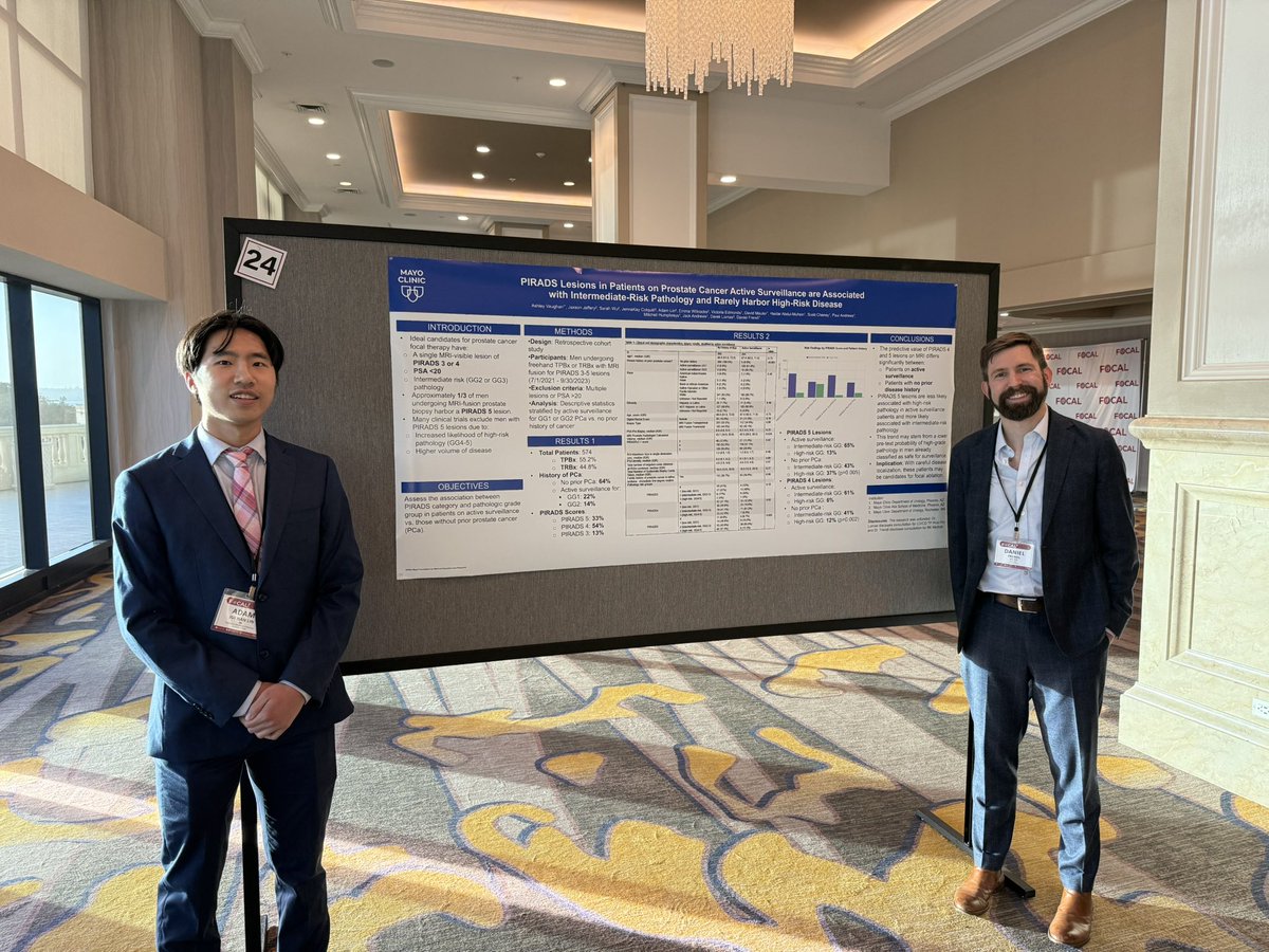 Derek Lomas (@dereklomas) on Twitter photo <a href="/MayoUrology/">Mayo Clinic Urology</a> with two posters at #FOCAL2024 POSTER 1) Those are active surveillance with PIRADS 5 lesions disease have lower rates of high-grade disease on targeted biopsy, compared to those with no previous prostate cancer diagnosis. <a href="/dfrendl/">Dan Frendl</a> <a href="/MayoUrology/">Mayo Clinic Urology</a> with two posters at #FOCAL2024 POSTER 1) Those are active surveillance with PIRADS 5 lesions disease have lower rates of high-grade disease on targeted biopsy, compared to those with no previous prostate cancer diagnosis. <a href="/dfrendl/">Dan Frendl</a>