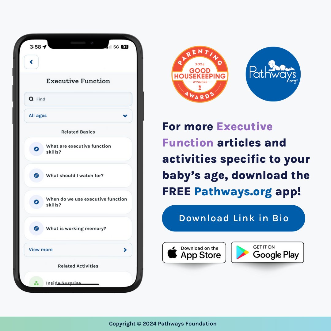 PathwaysOrg's tweet image. Executive function skills are all the things we do to help us manage our time, organize information, problem solve in different situations and complete steps to reach a goal.
Kids develop #executivefunction skills through playtime, social interactions, and every day activities.
