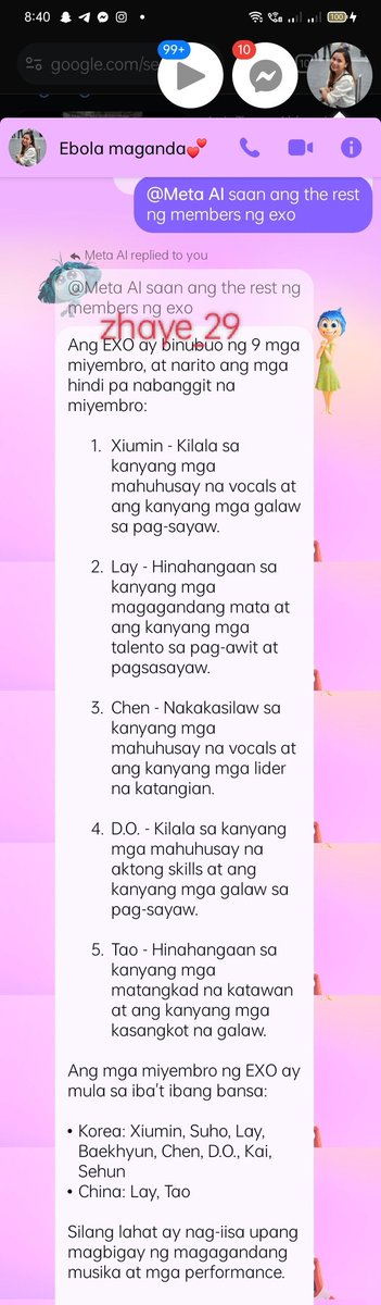 zhaye_29's tweet photo. Tinatanong ko kung sino pogi sa lahat ng members ng @weareoneEXO 😆 ang sagot ni meta Ai sa messenger 🥲😆

#EXO #exol #phixo https://t.co/hrx37apS68