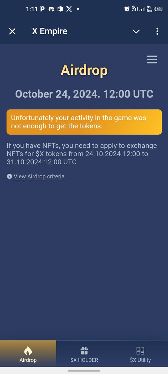 MusaIbr73's tweet photo. X EMPIRE told us that the on-chain transaction is not compulsory buh this is what we are having in all accounts without on-chain transaction I'm having 2 billion PHCoin buh the bot is saying my activity is not enough https://t.co/EUT3oi7JBQ