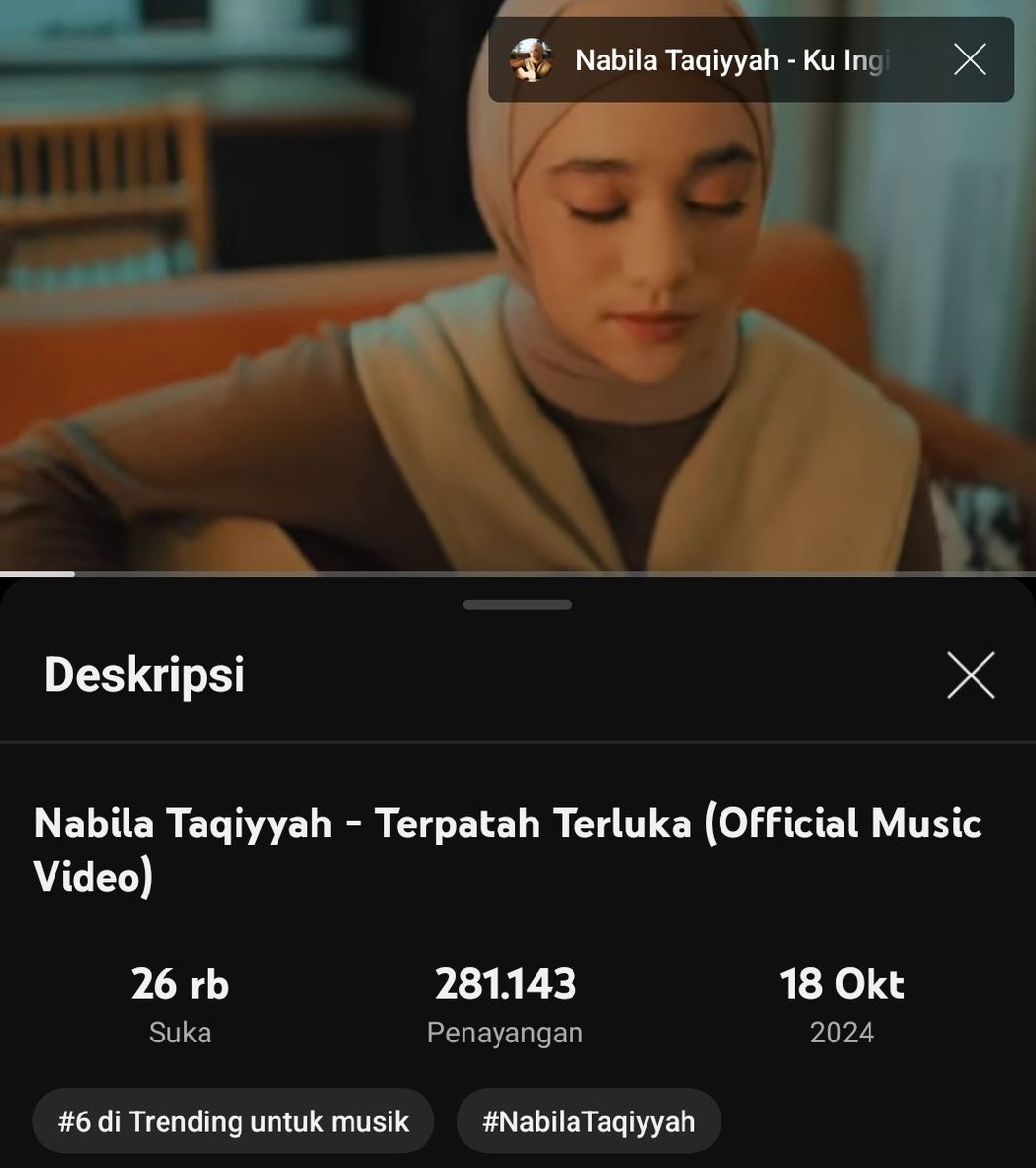 panalteam's tweet photo. [TERKA UPDATE]

YAYYYY ! Trending Umum naik ke posisi #3 gess dan Trending Musik di posisi #6 😭🥺 pucukin gaksi nanggung banget enih ! Yokk

#TerpatahTerluka
#4thSingleNabila
#NabilaTaqiyyah https://t.co/86tuP3kmym