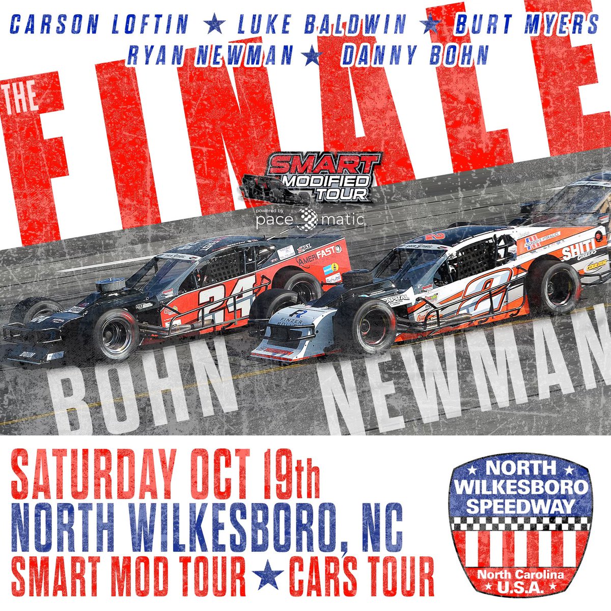 @SMARTMods_ (@smartmods_) on Twitter photo SMART Stars <a href="/DBohn659/">Danny Bohn</a> and <a href="/RyanJNewman/">Ryan Newman</a> are ready to battle it out for the series title at <a href="/NWBSpeedway/">North Wilkesboro Speedway</a> !
Both Bohn and Newman have enjoyed solid season, both posting wins on their way to the Championship 5!
Will either of these guys take home the title?
🎥: <a href="/FloRacing/">FloRacing</a>
🗓️: SMART Stars <a href="/DBohn659/">Danny Bohn</a> and <a href="/RyanJNewman/">Ryan Newman</a> are ready to battle it out for the series title at <a href="/NWBSpeedway/">North Wilkesboro Speedway</a> !
Both Bohn and Newman have enjoyed solid season, both posting wins on their way to the Championship 5!
Will either of these guys take home the title?
🎥: <a href="/FloRacing/">FloRacing</a>
🗓️: