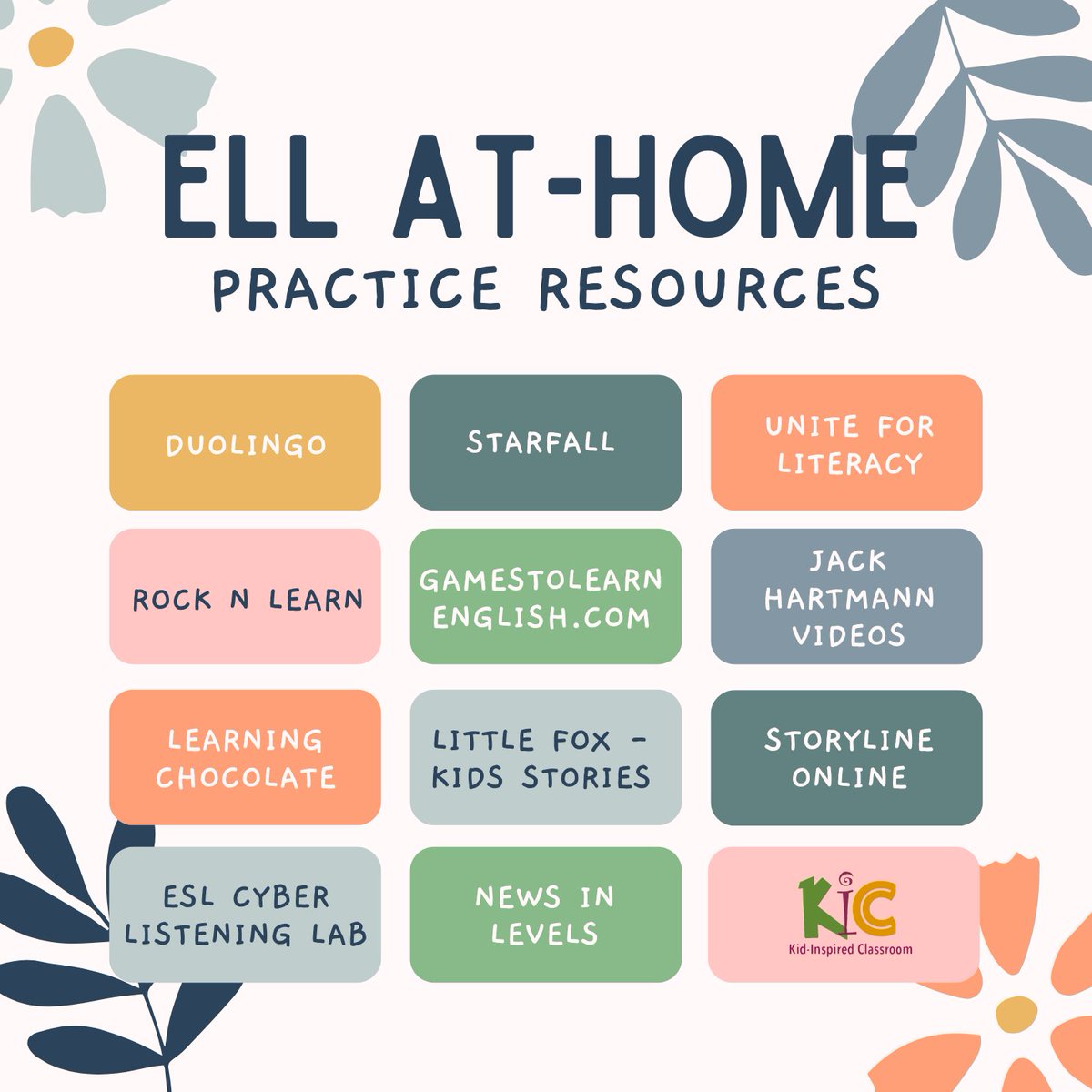 I made this from the suggestions I saw in a post in our Engaging ELLs group. I love how our teachers support each other and thought this might be a helpful way to put a bunch of the ideas together.
