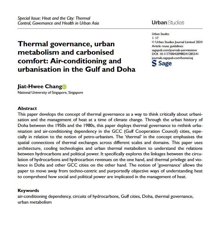 USJ_online's tweet image. New research by @jiathwee uses architecture, cooling technologies and urban thermal metabolism to understand the relations between #hydrocarbons and political power
ow.ly/Ck7e50TLL4Q
#airconditioning #UrbanMetabolism