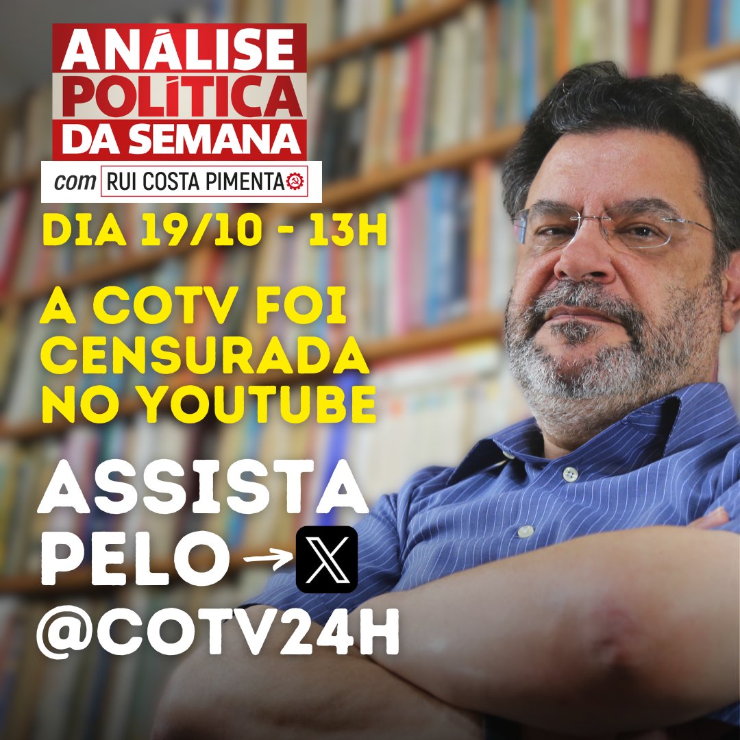 Neste sábado, assista à Análise Política da Semana no X da COTV!

Neste sábado (19), a tradicional Análise Política da Semana, realizada pelo presidente do PCO, Rui Costa Pimenta, será transmitida ao vivo na rede social X da COTV. O programa, que se tornou referência para todos