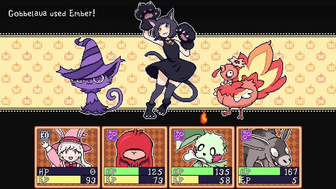 『ポケモン』&『MOTHER』インスパイアのRPG『Pipkin』クラファン開始-ハロウィン風味なモンスター収集ゲーム
https://t.co/mbjQmUcv8o

戦闘やモンスター捕獲が体験できるデモ版も配信中となっています。 