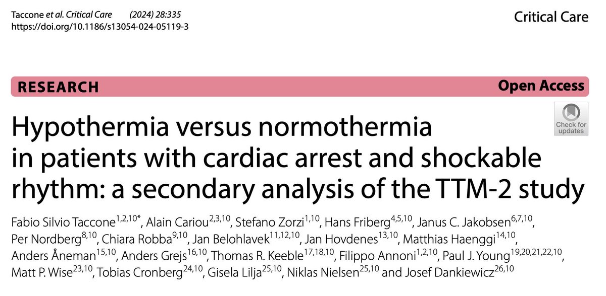 WellingtonICU's tweet photo. We have 2 new publications. First in Crit Care: Hypothermia versus normothermia in patients with cardiac arrest and shockable rhythm: a secondary analysis of the TTM-2 study. 

https://t.co/pGItMIfccm https://t.co/c3R3c0x0zI