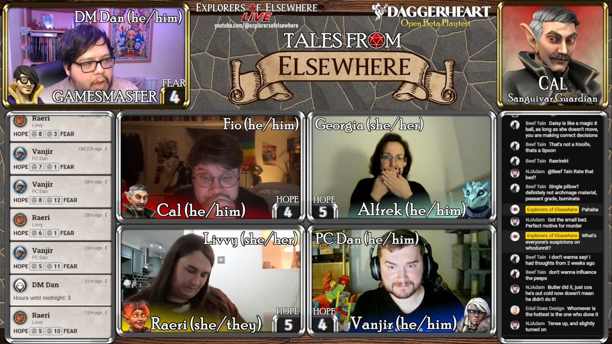 EoElsewhere's tweet photo. Another tragedy strikes the party as the Explorers feel more pressure to uncover the murderer's identity in our #Daggerheart #actualplay!

Watch it on the EoE YT channel (link in comments) and be sure to like, comment &amp; sub for more #ttrpg content!  
#criticalrole #ttrpgcommunity https://t.co/RT2XQj4RtZ