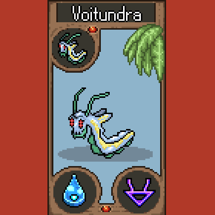 Meet the Voitundras, frost-coated, slug-like insects with a chilling defense! 🐛❄️ Their cold slime can cause frostbite on contact and freeze the mouths of predators, even after death. Herbivorous, slow-moving, and tougher than they look! 🌿#pixelart #mostertaming #indiedev