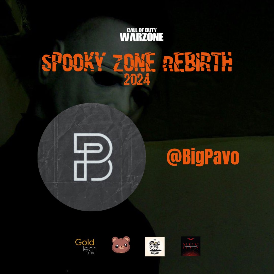 🎃 SPOOKYZONE REBIRTH 🎃

🪦Le damos la bienvenida a nuestro 10mo capitán 🦇

🪦 <a href="/BigPavo/">BigPavo</a> 🪦

💀20 de Octubre 6:00PM Hora CDMX💀

@Bimbitodonitas
<a href="/th3watchers/">The Watchers</a> 
<a href="/goldtechmx/">Gold Tech Mx</a>