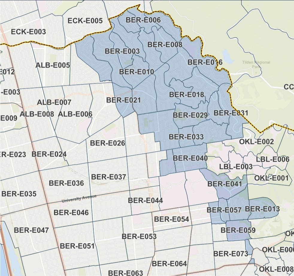 CityofBerkeley's tweet image. With extreme fire weather forecast for Berkeley tonight, see real-time neighborhood-specific protective actions on our emergency map: protect.genasys.com.