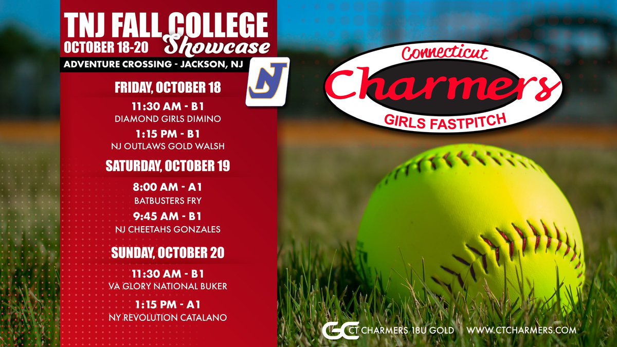 This weekend I will only be able to make Saturdays games, But come check me and my team out!!
<a href="/CharmerSoftball/">Connecticut Charmers</a> 
<a href="/CoachRuss3/">Russ Senerchia</a>