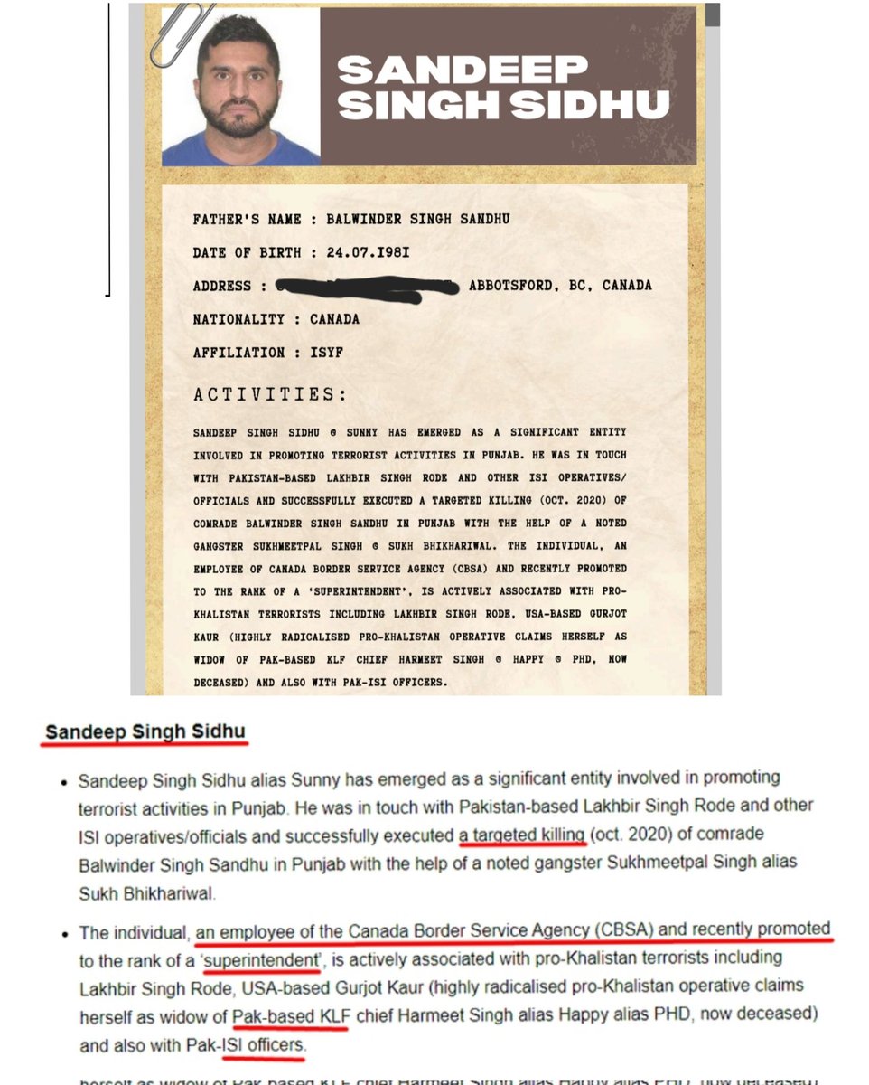 KirkLubimov's tweet image. Somehow India knows more about criminals in Canada than Canada and started to release some names.

Sandeep Singh Sidhu here is wanted for allegedly having associations and working with different terrorist groups and targeted killing and Khalistani extremism.

He works for Canada…