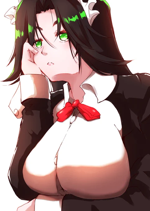 メイド「う～ん・・もう少しで見えそうなのに・・」#イラスト#メイド#オリジナルキャラクター 