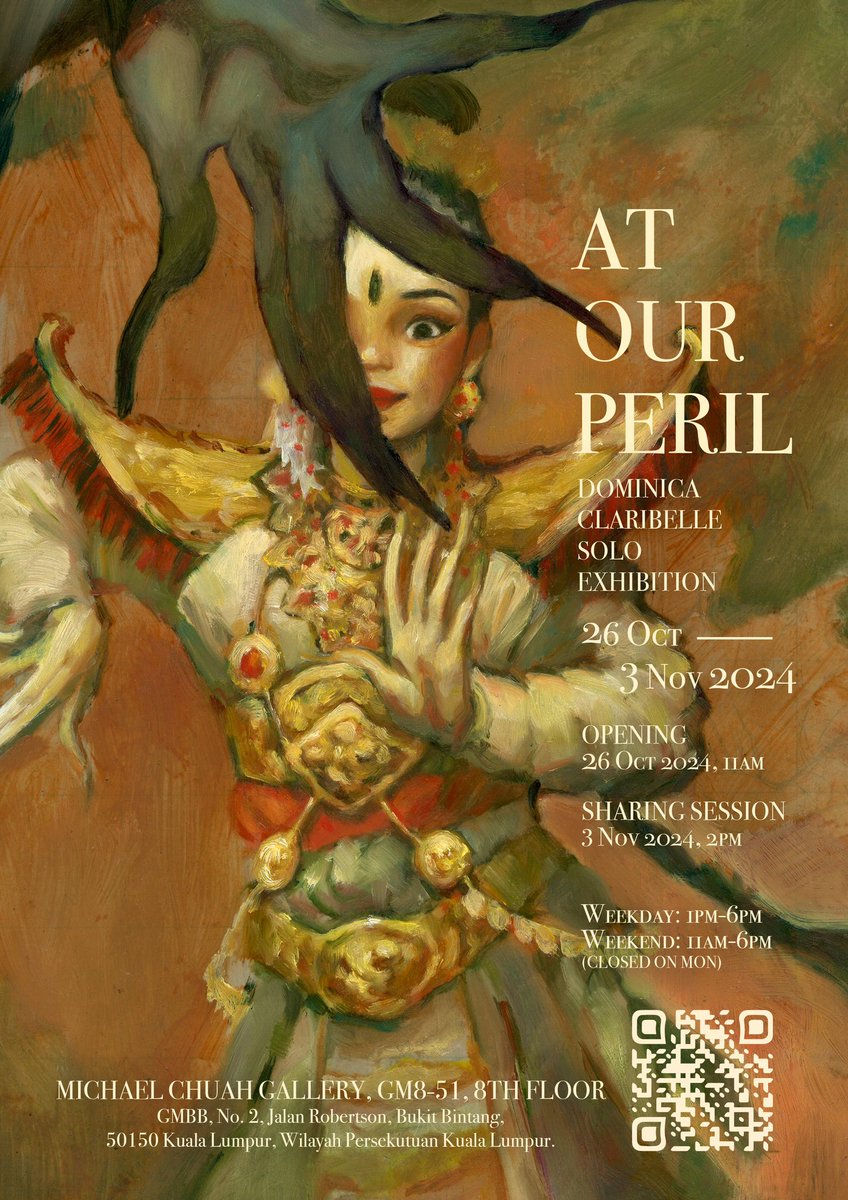 My first ever solo exhibition ‘AT OUR PERIL’ officially opens on 26th Oct in Kuala Lumpur ✨

To celebrate the release of the sequel to my first comic series ‘At Our Peril’, I’ll be displaying a unique comics showcase that unveils the original paintings &amp; pages. See you there! ❤️