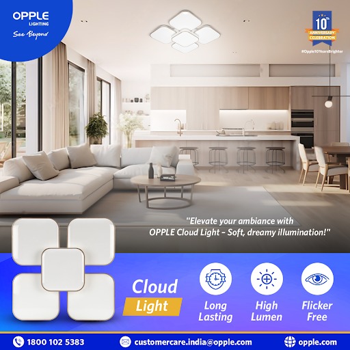 Oppleindia's tweet image. ☁️ Bring a touch of whimsy to your space with #OppleLighting's #CloudLight! Perfect for
any area needing a soft, dreamy glow, this #uniquedesign creates an enchanting atmosphere that sparks imagination and joy.
Let your home float on clouds of light! 💡
 #KidsRoomDecor