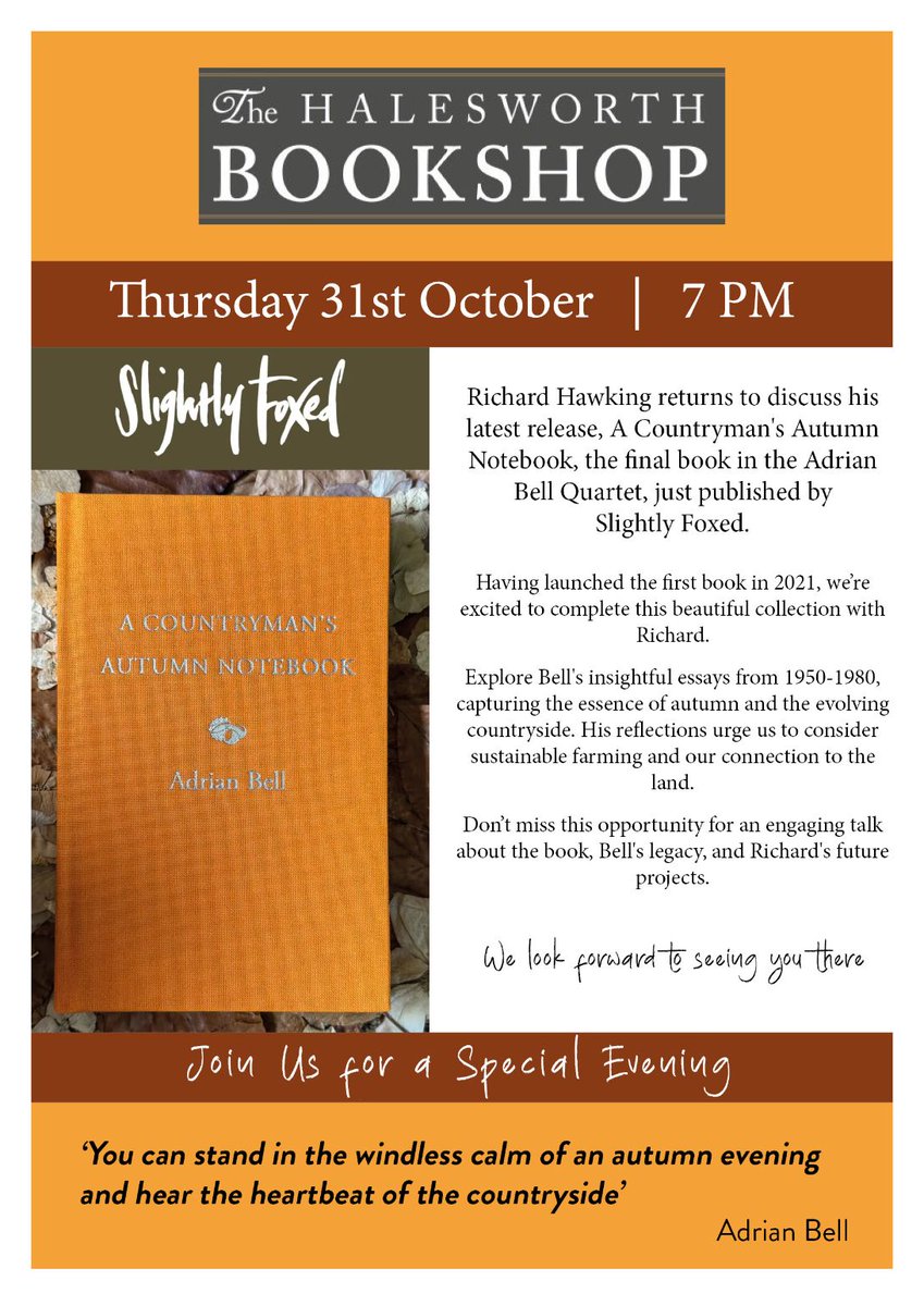 Richard Hawking (@the_fields_edge) on Twitter photo If you are in the area, I will be celebrating the publication of the final volume of <a href="/FoxedQuarterly/">Slightly Foxed | Magazine, Small Press, Podcast</a> 's seasonal quartet at the wonderful Halesworth Bookshop.
<a href="/EANotesQueries/">East Anglia Notes & Queries</a> <a href="/parfitt_tom/">Tom Parfitt</a> <a href="/robertashton1/">Robert Ashton</a> <a href="/abbieyvette/">Halesworth Bookshop</a> If you are in the area, I will be celebrating the publication of the final volume of <a href="/FoxedQuarterly/">Slightly Foxed | Magazine, Small Press, Podcast</a> 's seasonal quartet at the wonderful Halesworth Bookshop.
<a href="/EANotesQueries/">East Anglia Notes & Queries</a> <a href="/parfitt_tom/">Tom Parfitt</a> <a href="/robertashton1/">Robert Ashton</a> <a href="/abbieyvette/">Halesworth Bookshop</a>