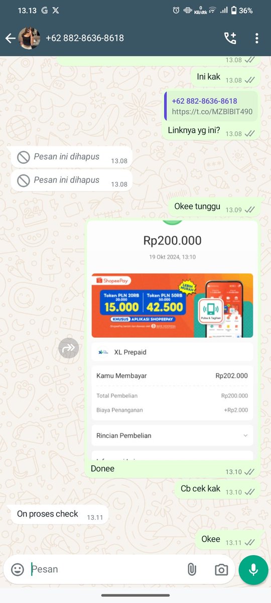 daisyssparkle's tweet photo. @rismaaahs +62 882-8636-8618 PENIPUN GESTUN WKWK NOM KECIL PUN DITIPU HATI HATI wkw https://t.co/p1vA5FoX0z