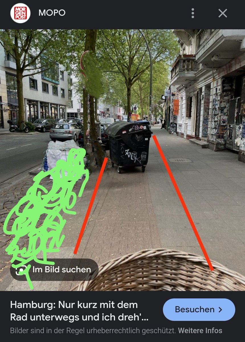 AnjaMuc_WtFMIV's tweet image. Frage an die #Fahrradbubble #Scheissfahrradfahrer #mdRzA #mdRnH 
Wenn eine Hausverwaltung wieder anfängt, einen benutzungspflichtigen #Radweg mit vollen Müllcontainer zuzuschieben. Ähnlich wie in diesem Foto mit rot, der Radweg wird so verschmälert, dass man nicht vorbei-