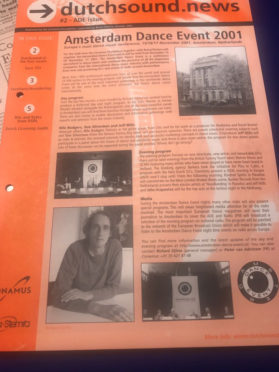 Museumbreak <a href="/ADE_NL/">AmsterdamDanceEvent</a> 
Gabber talk by DJ Paul Elstak <a href="/TantuBeats/">Tantuïsm</a> <a href="/MaartenVorwerk/">Vorwerk</a> <a href="/damouthofmadnes/">Da Mouth Of Madness</a> MCR-T.

Memorylane with old ADE colleagues Richard Zijlma, Karsten ter Hoeve, Gary Smith ao. 
Past and present reunited 2000-2024. 
#ade #reunion #amsterdamdanceevent