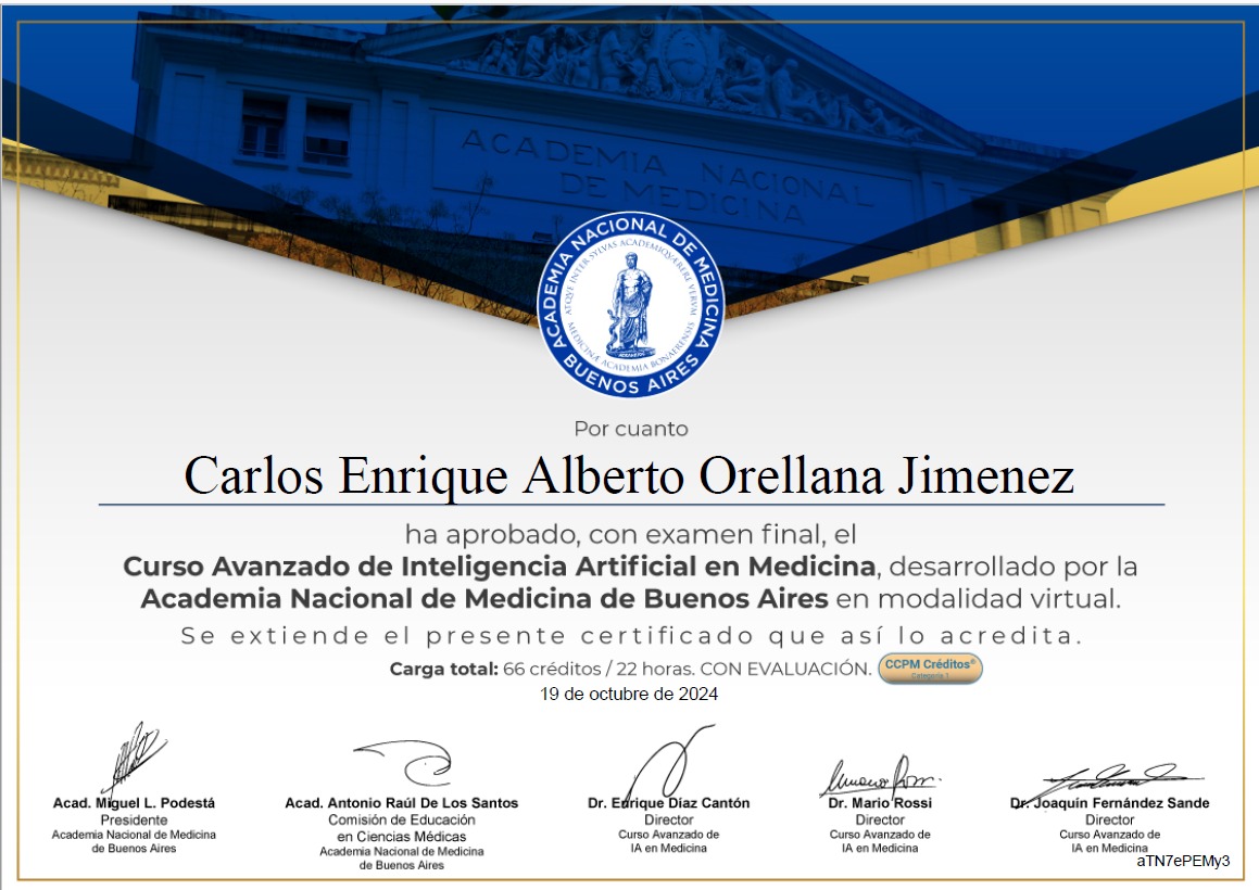 Un nuevo paso en el aprendizaje de las nuevas herramientas informáticas aplicadas a la Salud. El uso juicioso de ellas sin duda traerá beneficios a los pacientes!
#IA #HealthInformatics