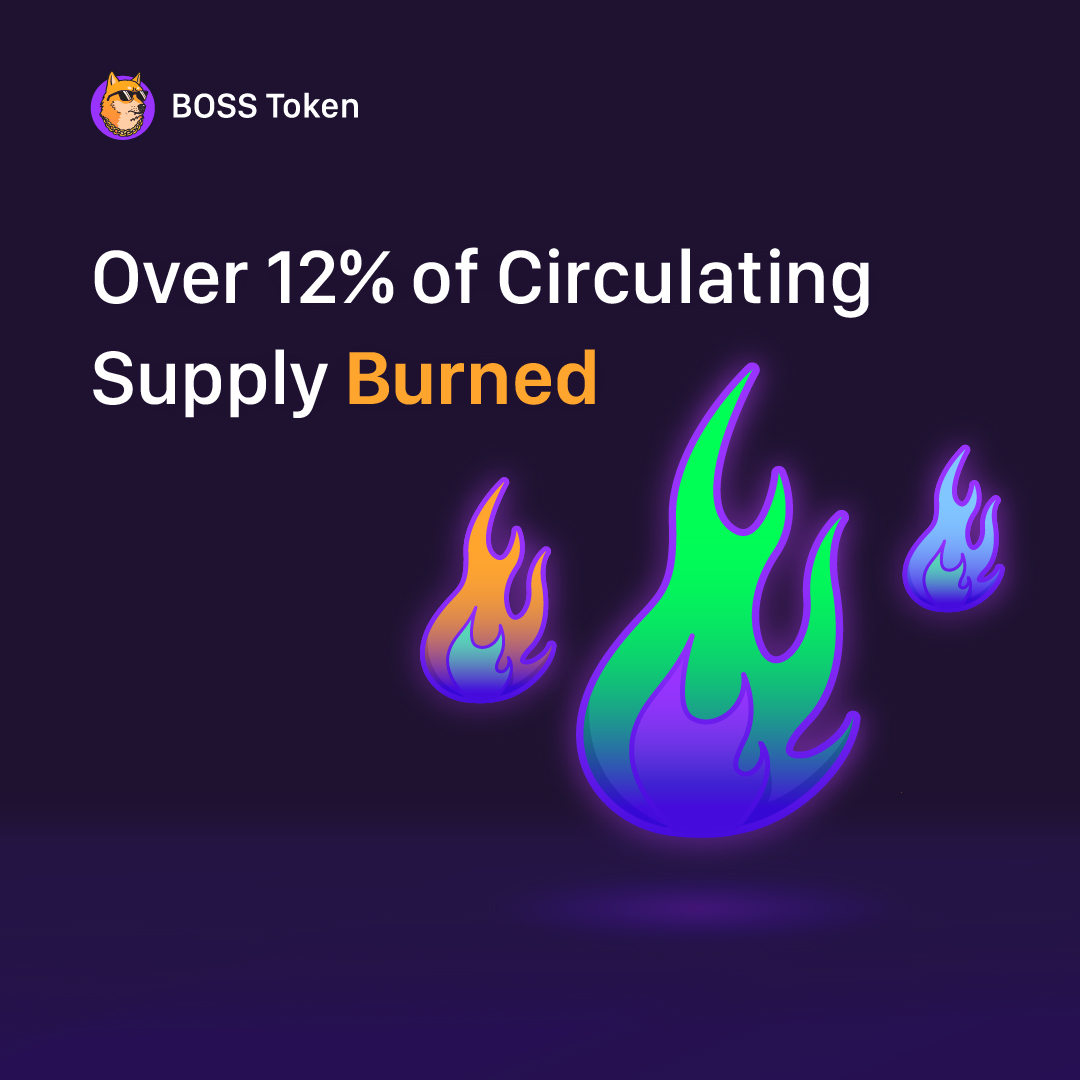 So far 12% of $BOSS circulating supply has been burned.

As of now the burn wallet stands at $1.55 million in token value.

This is part of the deflationary mechanism of Boss Token.