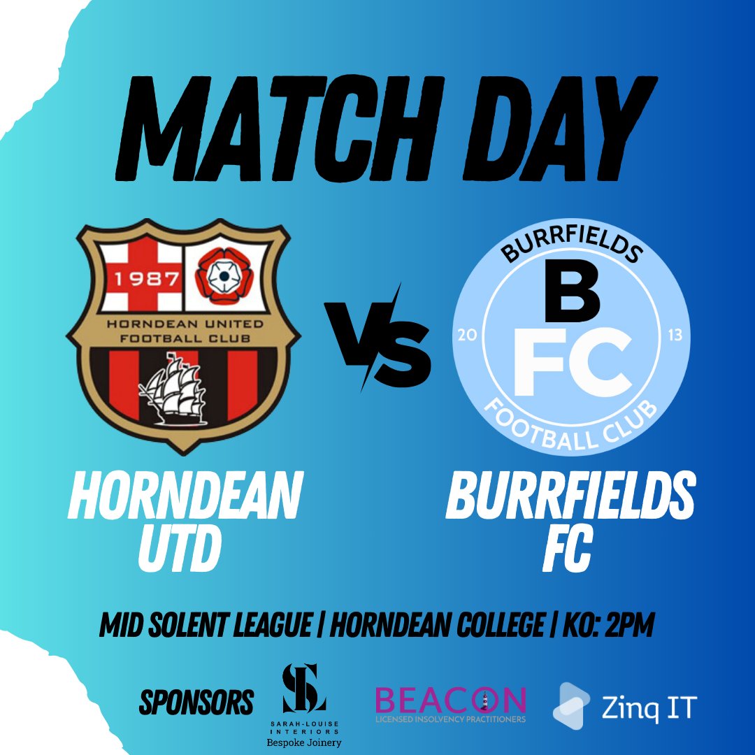 Burrfields Football Club (@burrfieldsfc) on Twitter photo Match Day!
Mid Solent League
<a href="/MidSolent/">Mid Solent Adult League</a>
Horndean United
<a href="/Horndean_Utd/">Horndean United FC</a>
Vs
Burrfields FC
Sponsors
<a href="/ZinqIt/">Zinq IT</a>
<a href="/Beacon_LIP_Ltd/">Beacon</a>
SL Bespoke Joinery Match Day!
Mid Solent League
<a href="/MidSolent/">Mid Solent Adult League</a>
Horndean United
<a href="/Horndean_Utd/">Horndean United FC</a>
Vs
Burrfields FC
Sponsors
<a href="/ZinqIt/">Zinq IT</a>
<a href="/Beacon_LIP_Ltd/">Beacon</a>
SL Bespoke Joinery