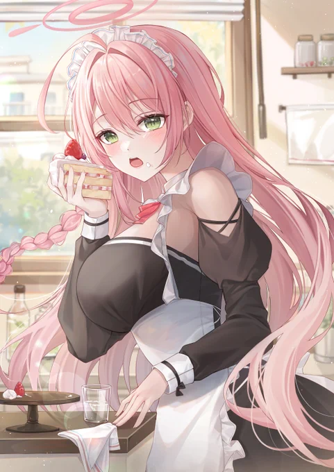 先生。食べないのなら、残ったケーキは私が食べますよ～#ブルアカ #BlueArchive 