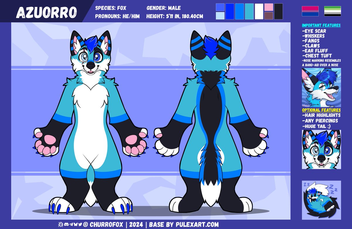 ChurroFox's tweet photo. Hiya floofys! Name’s azuorro!
(Or churro for short :3)

💙 He/Him/They/Them ; Bi/Aro 🏳️‍🌈
💙 Silly Fops that loves churros 🍰 
💙 Love Future Sci-Fi/Fantasy 🤖🦄
💙 PUNK IS LIFE 🎸 

➤ Follow for churros and yapping about the latest hyper fixations :P https://t.co/MRBvIJjtFR